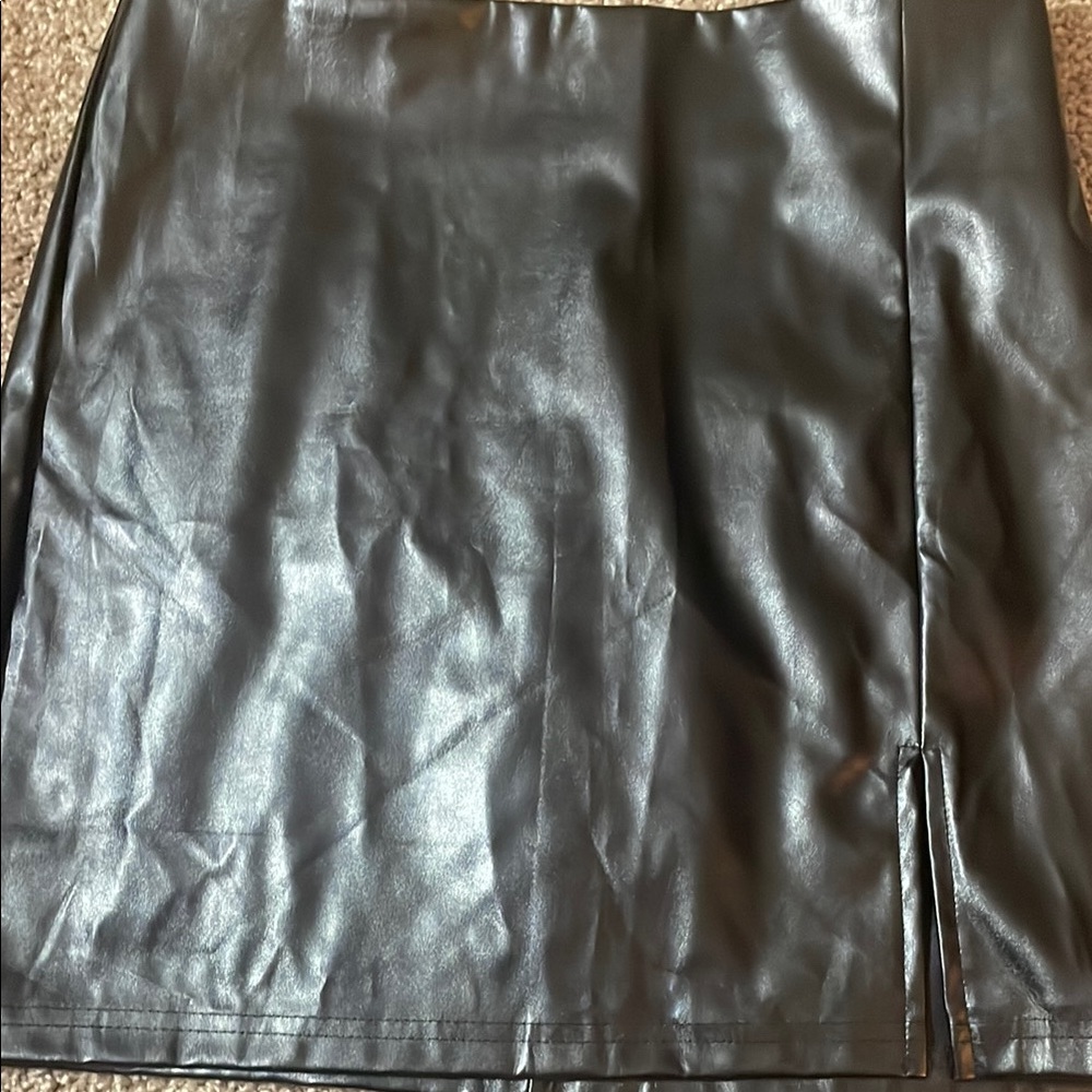 Black Faux Leather Skirt